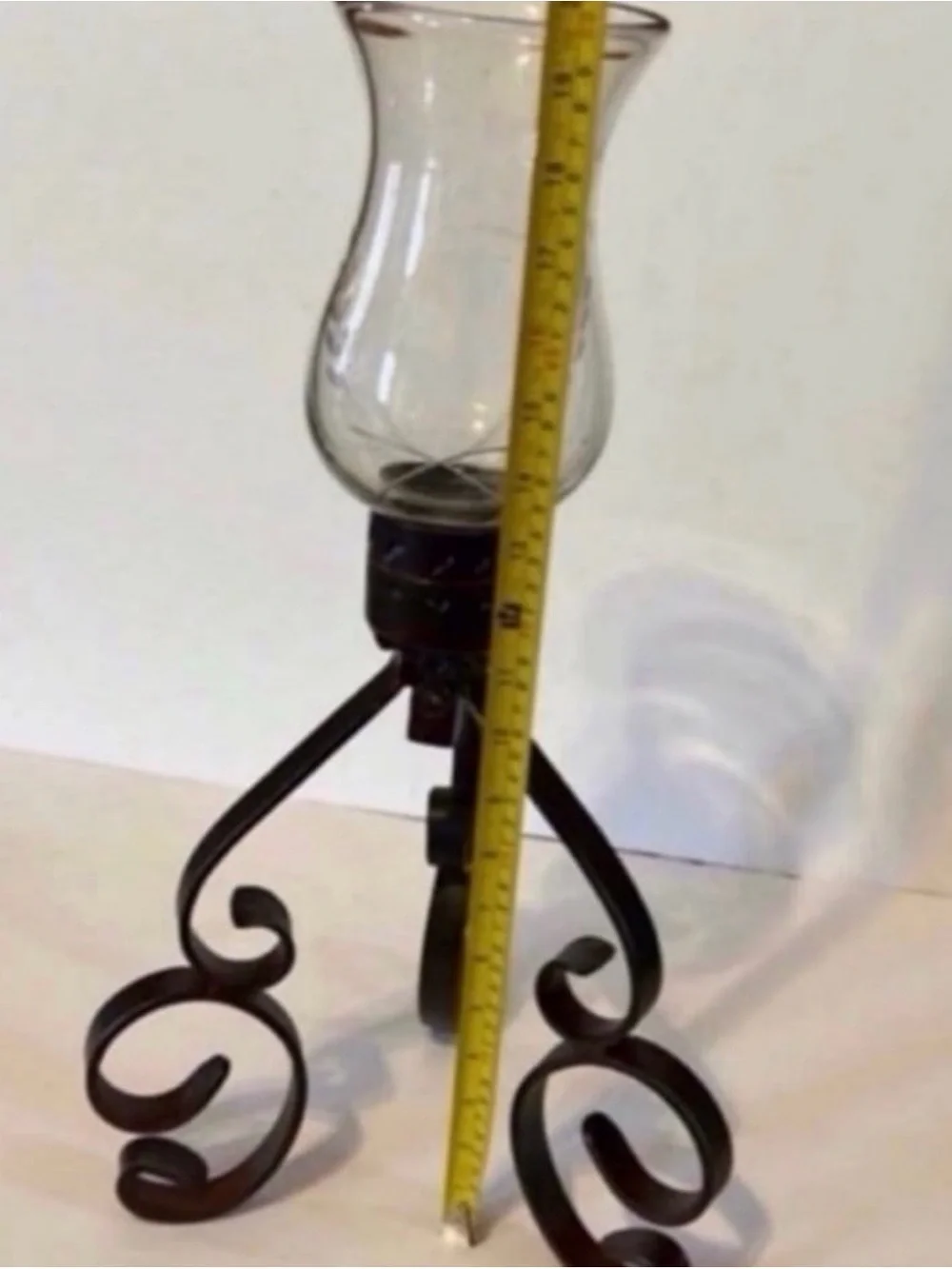 Jan Barboglio etched glass hurricane candle holder